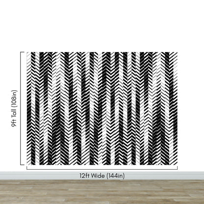 Black and White Minimal Retro Stripes Pattern Wallpaper. #7033