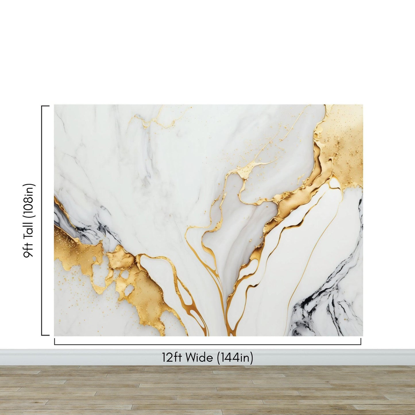 Gold Ink Splash on White Marble Slate Wall Mural Wallpaper #6840