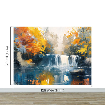 Tropical Waterfall Colorful Painting Wallpaper Mural. #7049