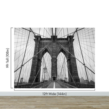 Black and White Brooklyn Bridge Wallpaper Mural. New York City Theme Decor. #6798