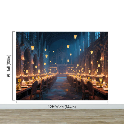 Floating Candles Great Hall Wallpaper Mural. Wizardly Dining Room Ambiance Wall Art. #6984