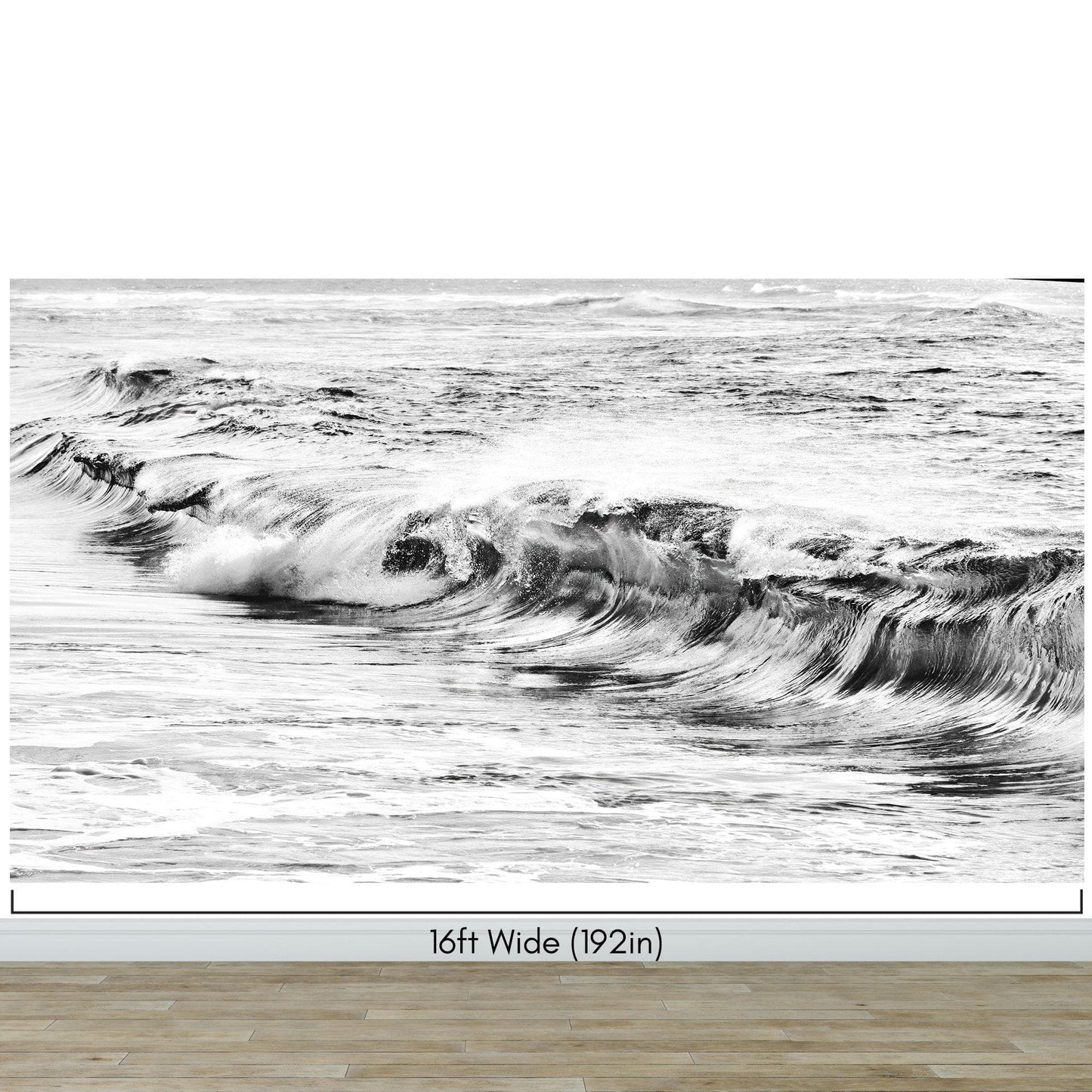 Ocean Wave Wallpaper. Black and White Surf Theme Wall Mural. #6709