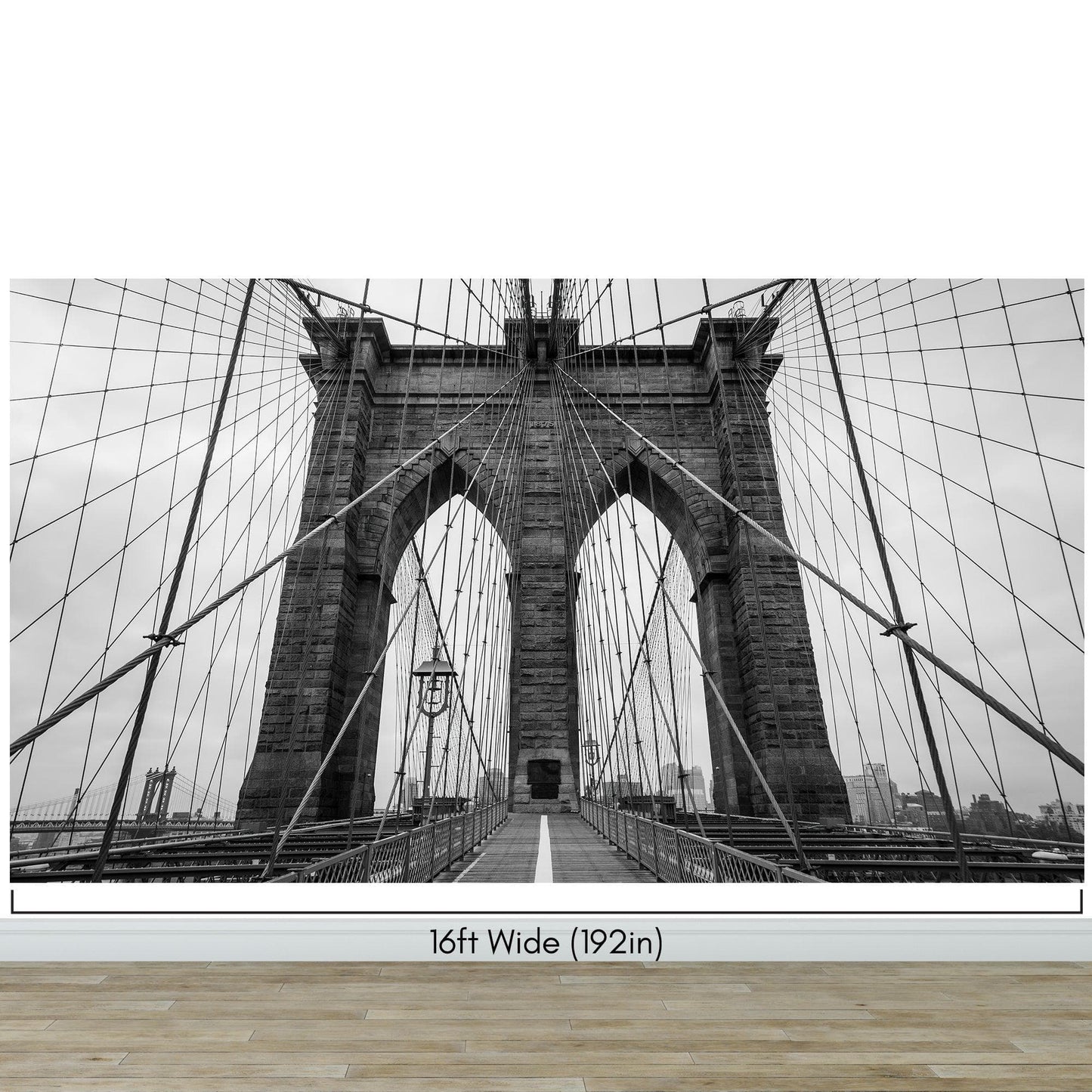 Black and White Brooklyn Bridge Wallpaper Mural. New York City Theme Decor. #6798