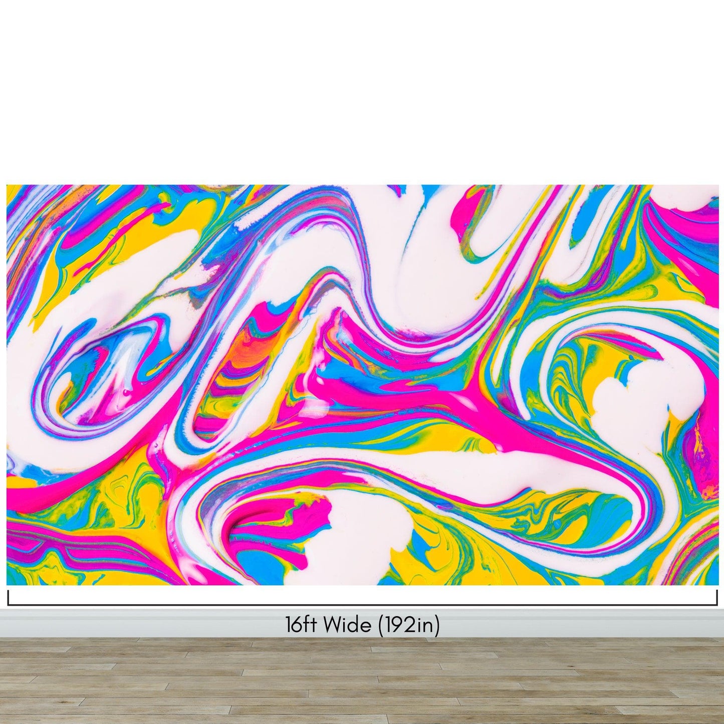Vibrant Neon Ink Swirl Wallpaper. Abstract Pink, Yellow & Blue Colors. #6980
