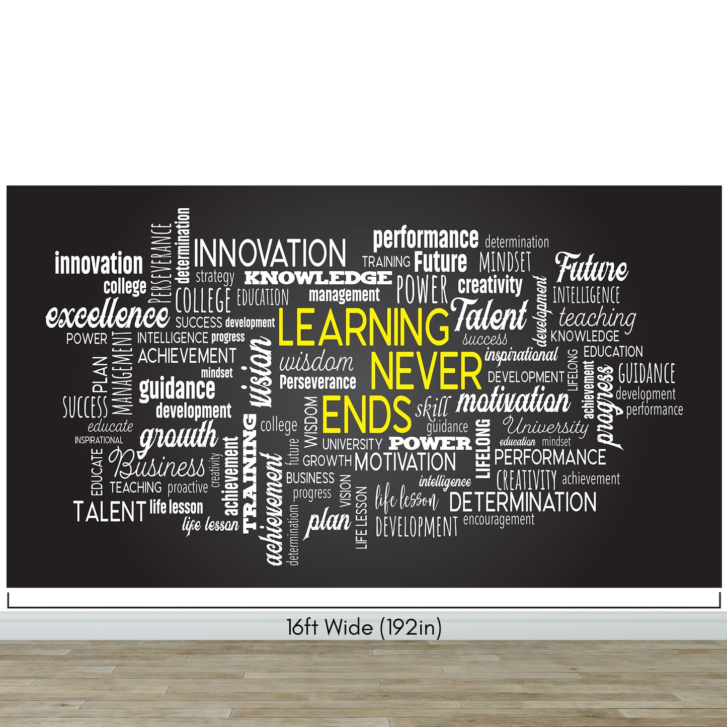 Office Wall Quote Wallpaper Mural. Learning Never Ends Motivational Business Quote. #6927