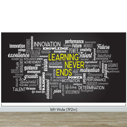 Office Wall Quote Wallpaper Mural. Learning Never Ends Motivational Business Quote. #6927