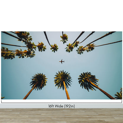 Southern California Palm Trees and Airplane Wallpaper Mural. #6283