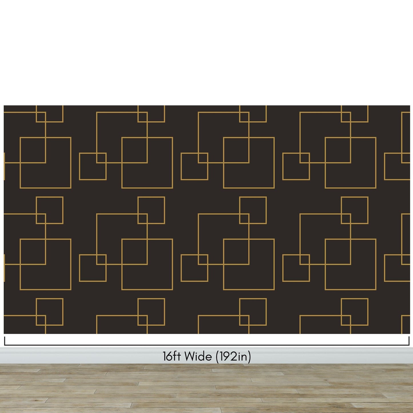 Dark Brown and Gold Square Geometric Pattern Peel and Stick Wallpaper | Removable Wall Mural #6215
