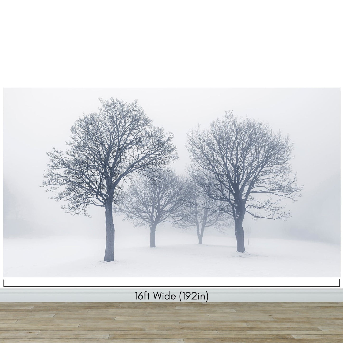 Black and White Snow Covered Trees Winter Landscape Wall Mural. #7042