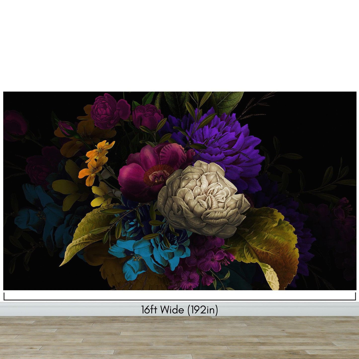 Melancholy Flower Wall Mural. Black background. #6130