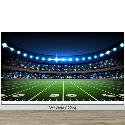 Football Stadium Wallpaper Mural. Bright lights over 50 yard line. #6787