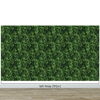 Green Leaves Pattern Wallpaper Mural. Botanical Wall Mural. #6744