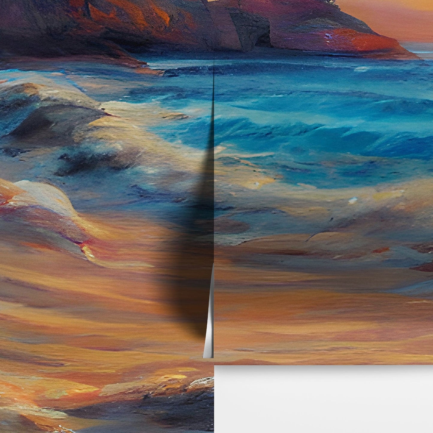 Colorful Coastline Painting Wall Mural. #7074