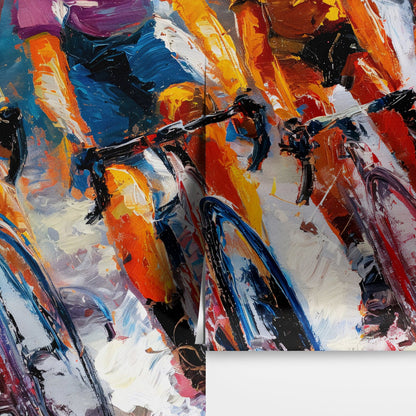 Cyclist Race Wallpaper Mural. Colorful Painting. #7016