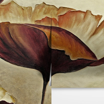 Sepia Poppies Flower Wall Mural. Vintage Botanical Wallpaper. #6155