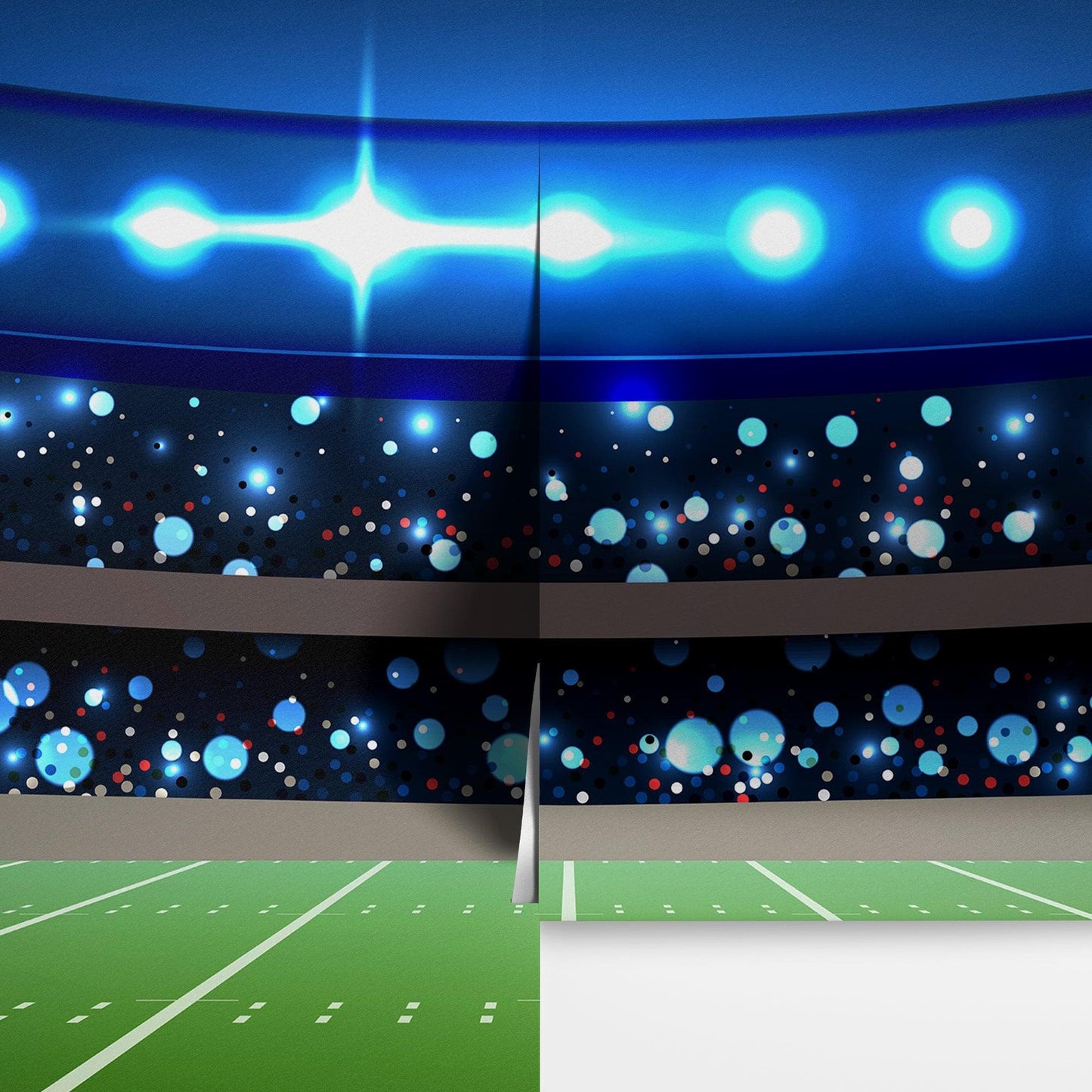 Football Stadium Wallpaper Mural. Bright lights over 50 yard line. #6787