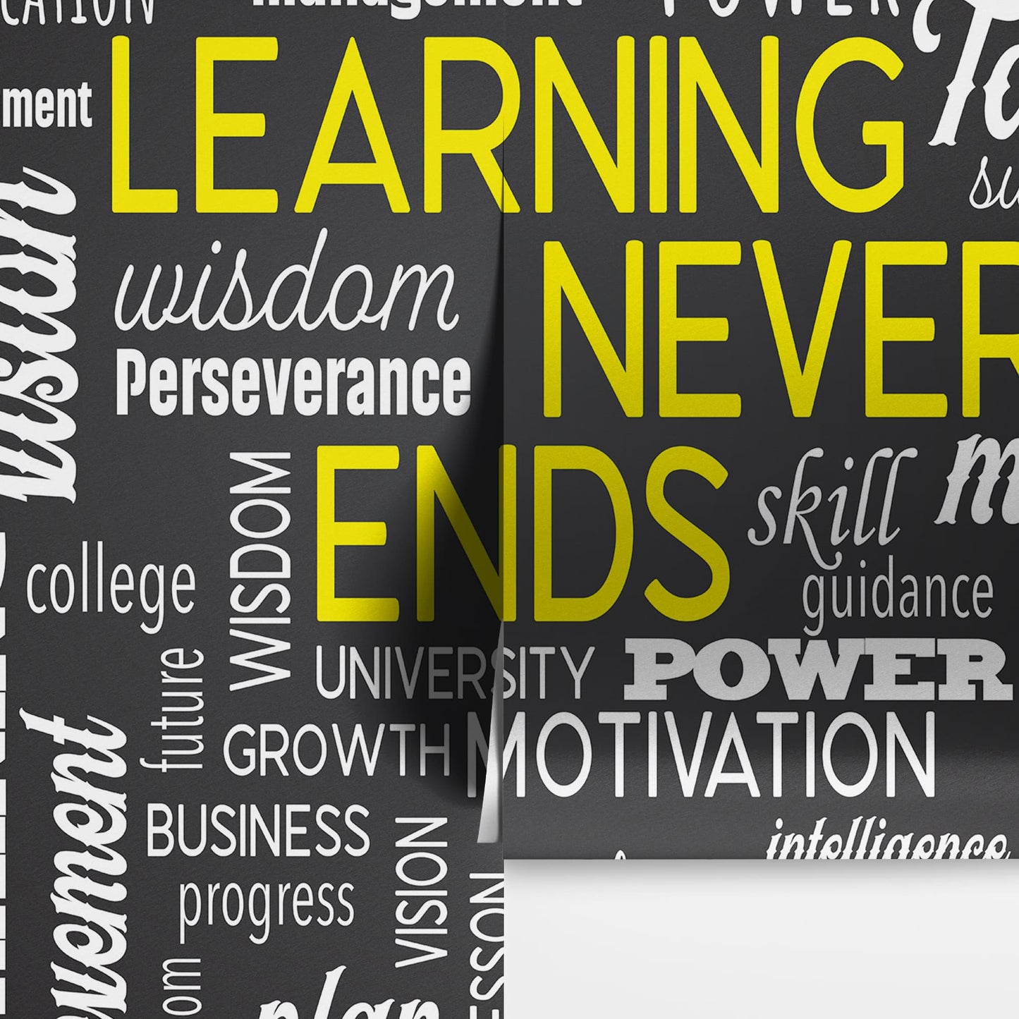 Office Wall Quote Wallpaper Mural. Learning Never Ends Motivational Business Quote. #6927