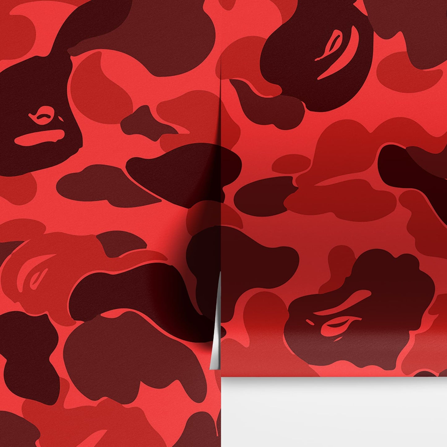 Bape Camo Wallpaper Mural. Red Camo Streetwear Hype Beast Aesthetics. #7113