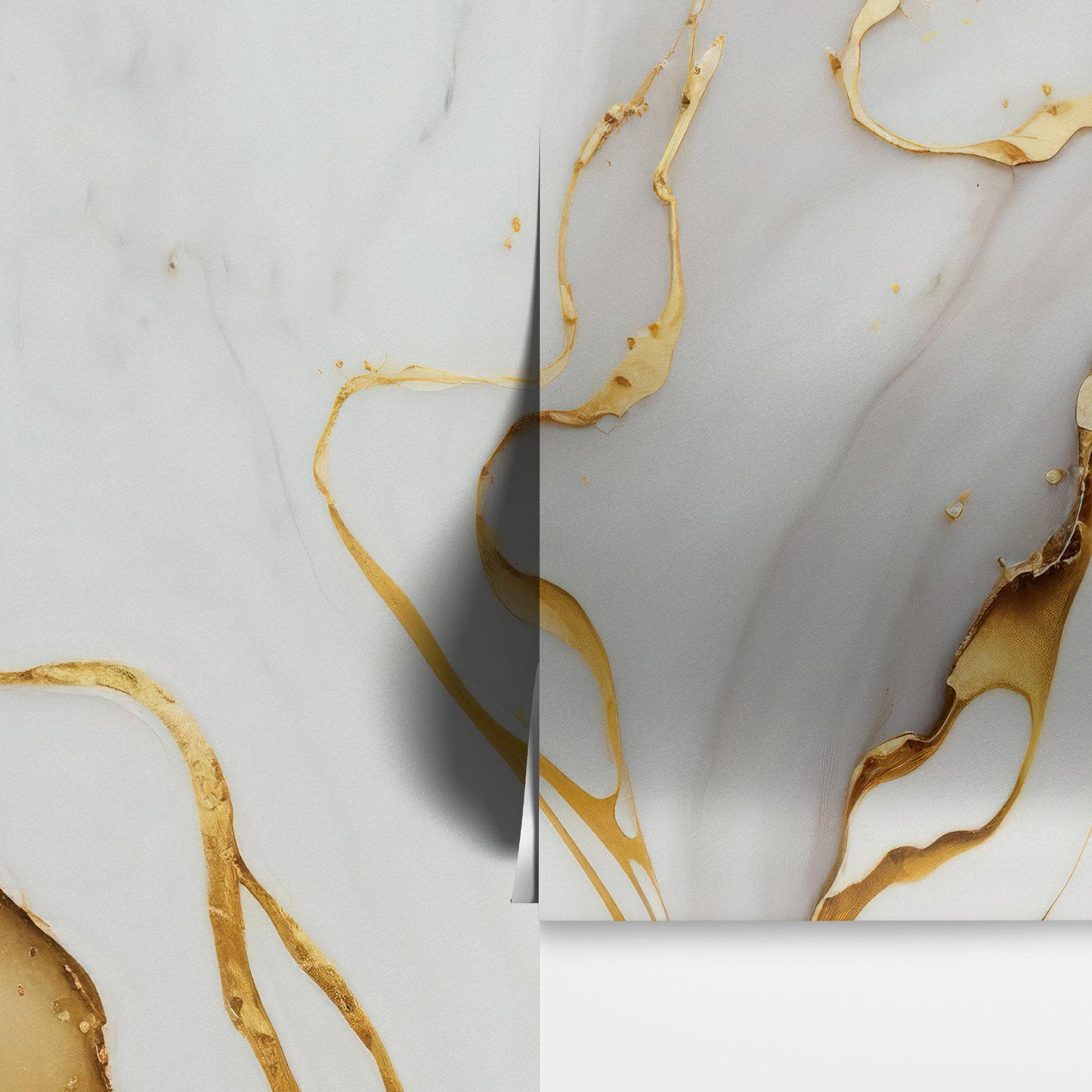 Gold Ink Splash on White Marble Slate Wall Mural Wallpaper #6840