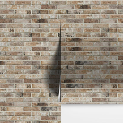 Brick Pattern Wallpaper Mural. Light Tan and Brown Color. #6801