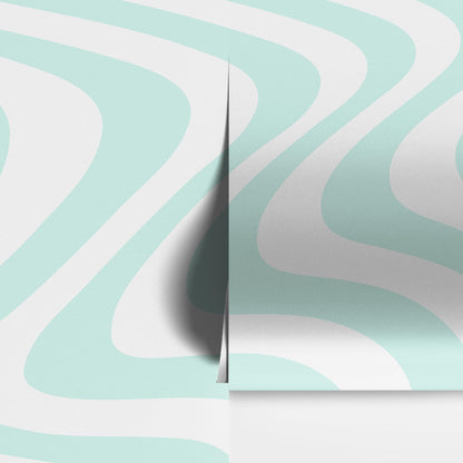 Mint Color Swirly Lines Abstract Wallpaper Mural. #6689
