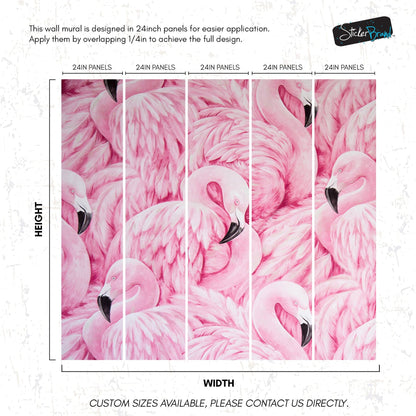 Pink Flamingos Wall Mural – Tropical Wall Art Wallpaper. #7075