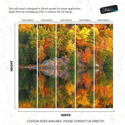Colorful Autumn Forest Over Lake Wall Mural. Fall Foliage. #7052