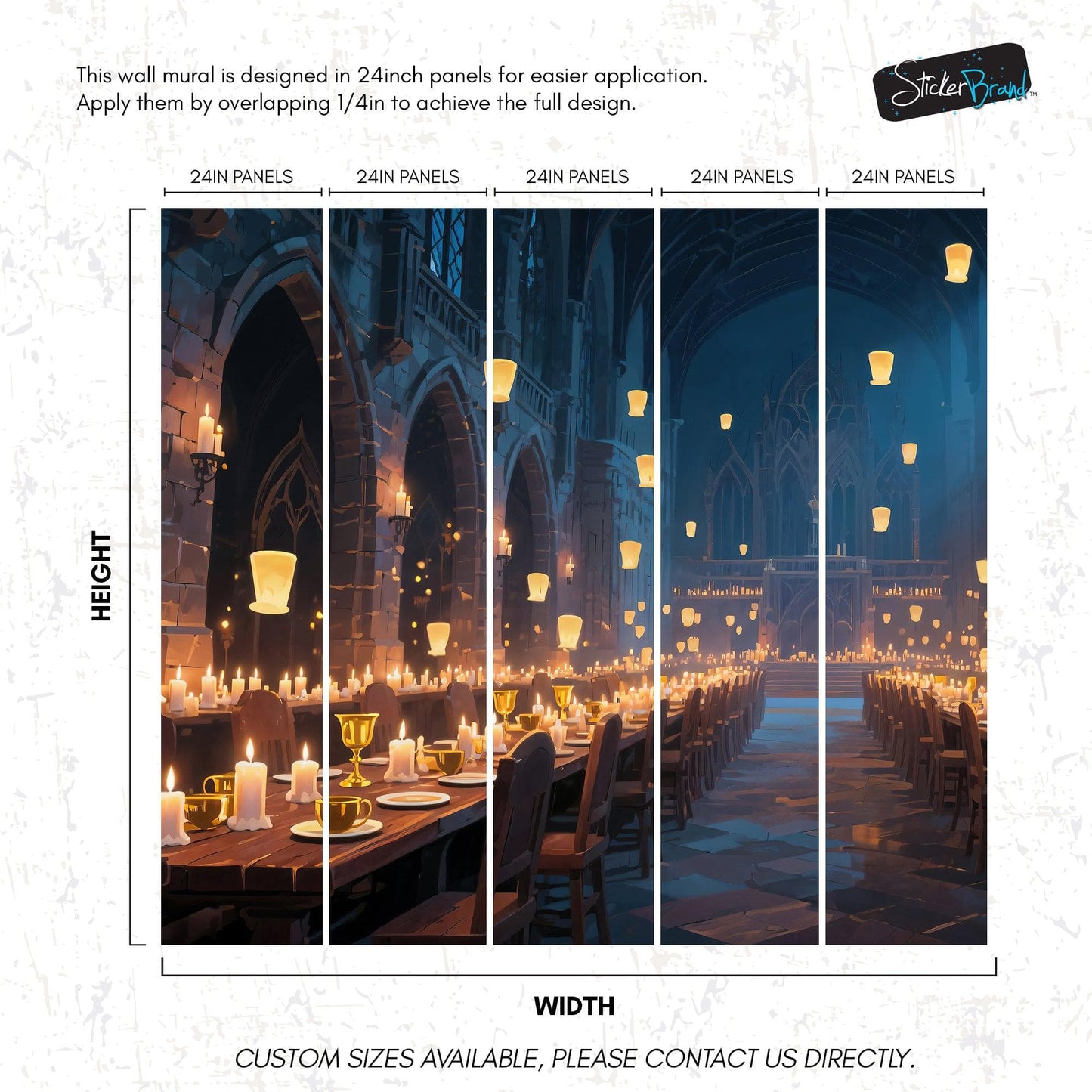 Floating Candles Great Hall Wallpaper Mural. Wizardly Dining Room Ambiance Wall Art. #6984