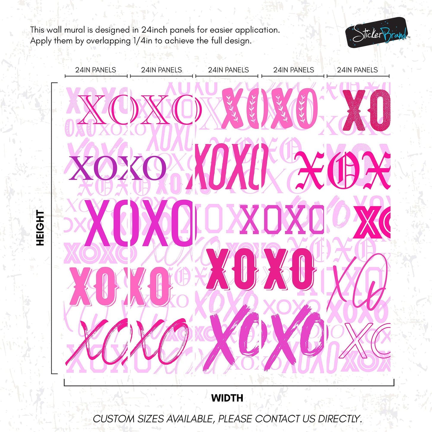 Pink XOXO Wallpaper Mural – Stylish Chic Glamour Girl’s Room Decor. #6899