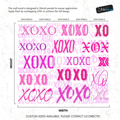 Pink XOXO Wallpaper Mural – Stylish Chic Glamour Girl’s Room Decor. #6899