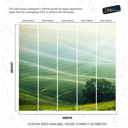 Tuscany Rolling Hills Meadow Wall Mural. Italian Countryside. #7053