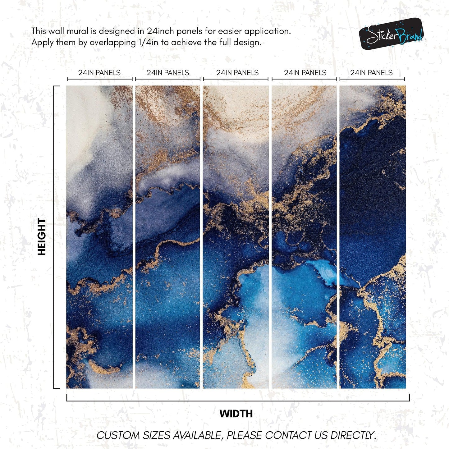 Sapphire Blue Marble Wallpaper Mural. #7008