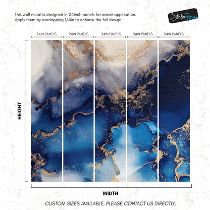 Sapphire Blue Marble Wallpaper Mural. #7008