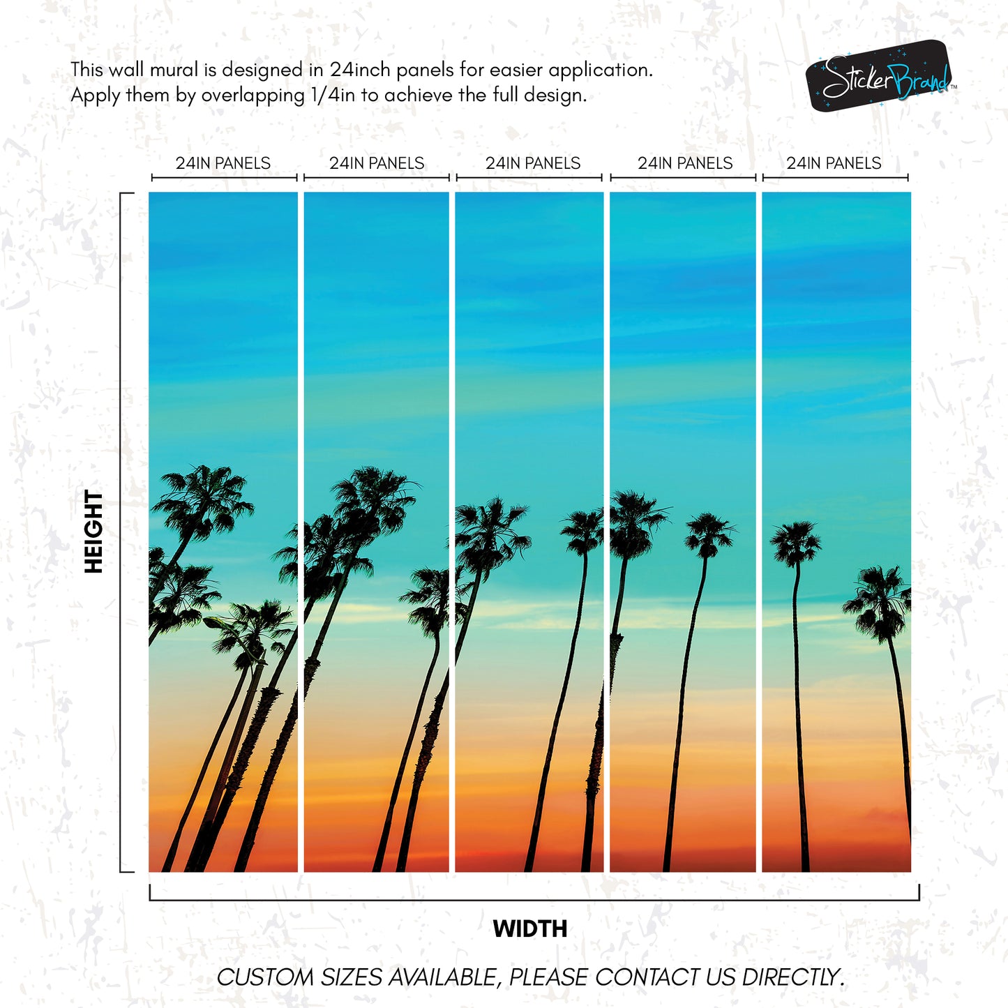 California SoCal Tropical Sunset Palm Trees Large Wall Mural. #6139