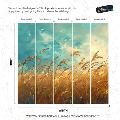 Wildgrass Wallpaper Mural. Rustic Country Farmhouse Theme. #7017