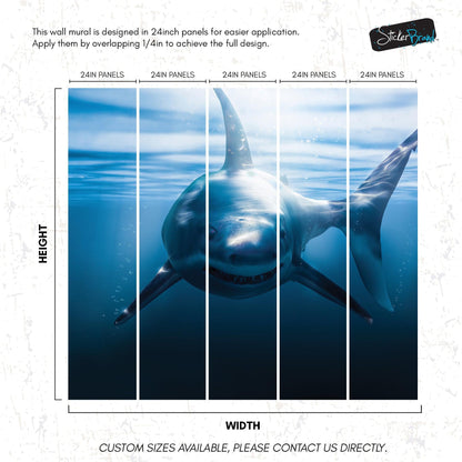 Great White Shark Wall Mural. Peel and Stick Wallpaper. #6700