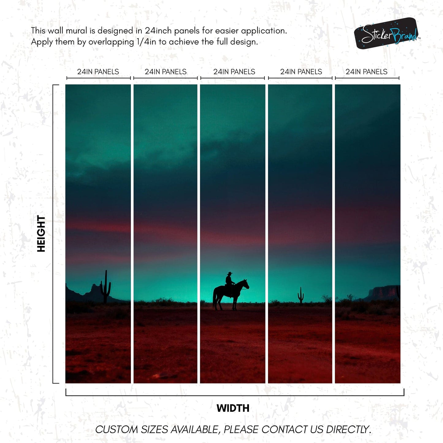 Cowboy on Horse Western Theme Wall Mural. #7068