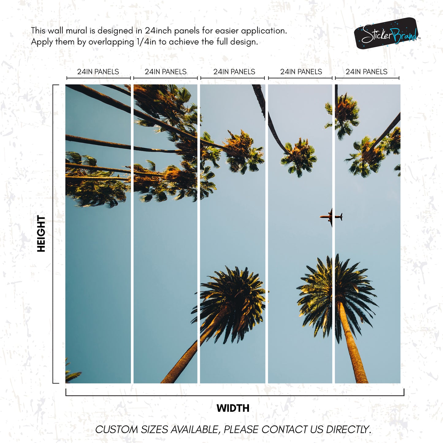 Southern California Palm Trees and Airplane Wallpaper Mural. #6283