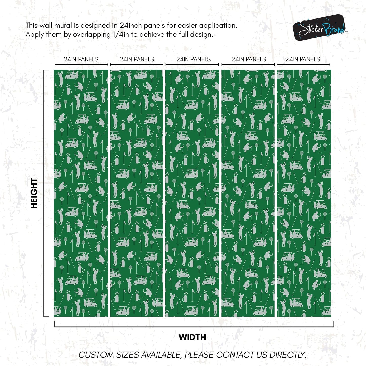 Golf Pattern Green Wallpaper Mural. #6746