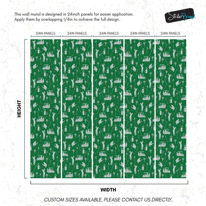 Golf Pattern Green Wallpaper Mural. #6746