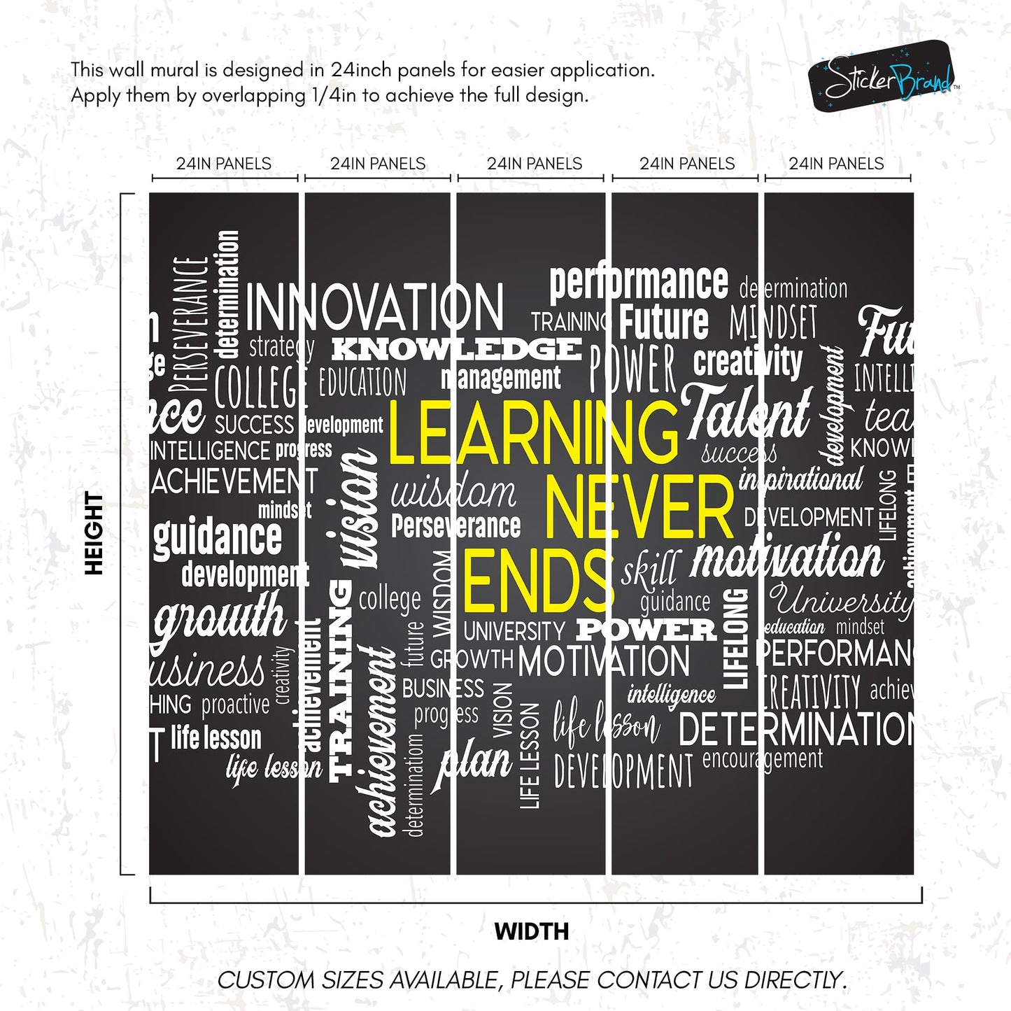 Office Wall Quote Wallpaper Mural. Learning Never Ends Motivational Business Quote. #6927