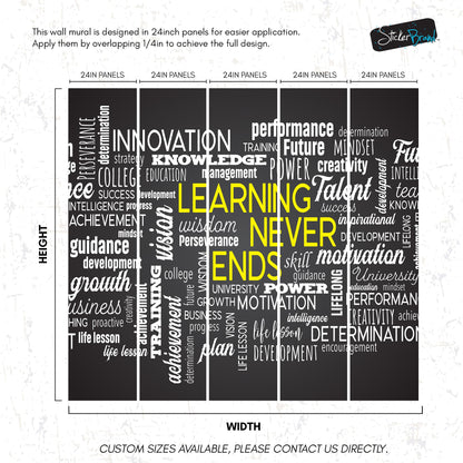 Office Wall Quote Wallpaper Mural. Learning Never Ends Motivational Business Quote. #6927
