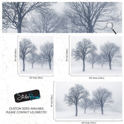 Black and White Snow Covered Trees Winter Landscape Wall Mural. #7042
