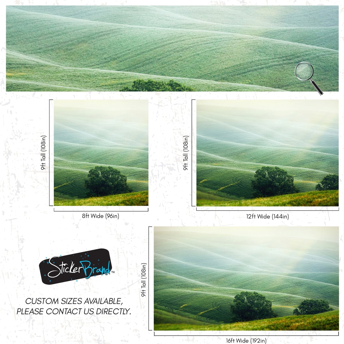 Tuscany Rolling Hills Meadow Wall Mural. Italian Countryside. #7053