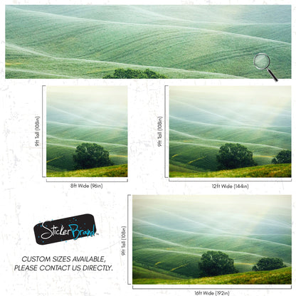 Tuscany Rolling Hills Meadow Wall Mural. Italian Countryside. #7053