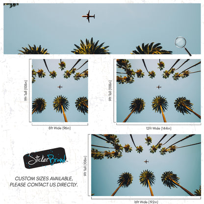 Southern California Palm Trees and Airplane Wallpaper Mural. #6283