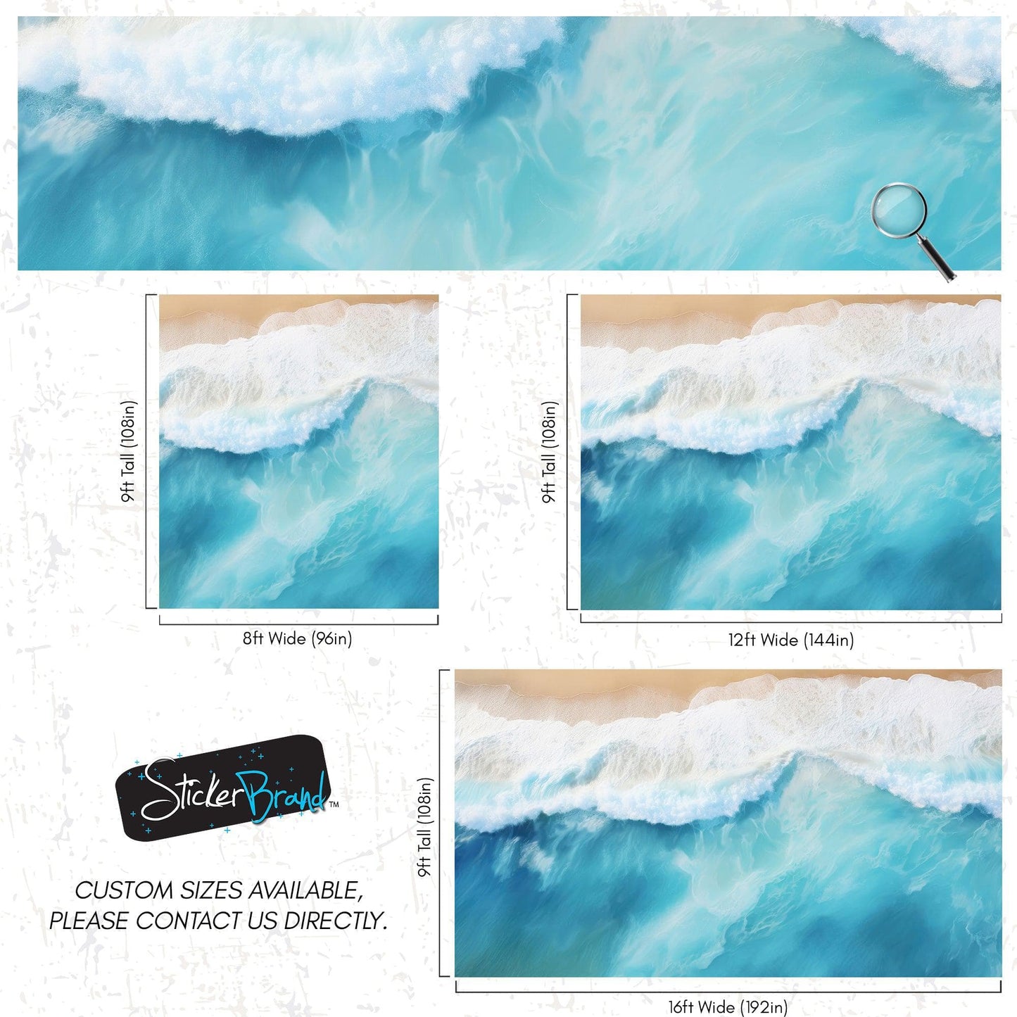 Blue Ocean Wave Wall Mural. #6869