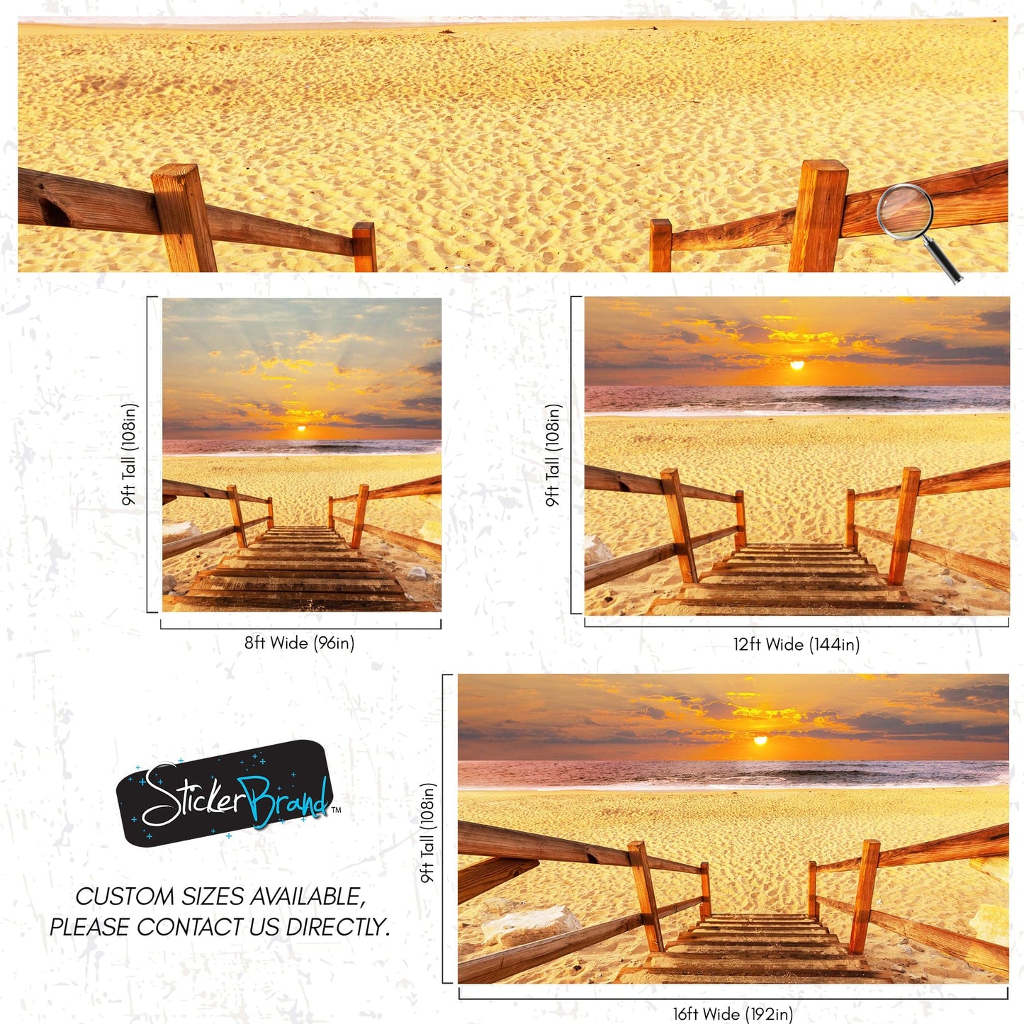 Yellow Sunset on Beach Wallpaper Mural. #6049