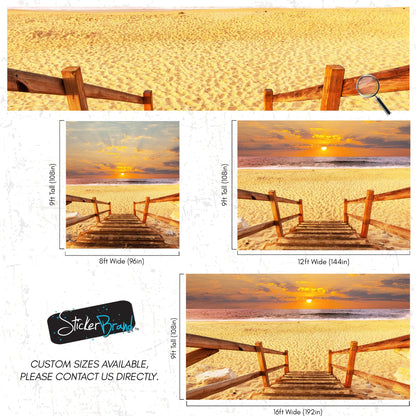 Yellow Sunset on Beach Wallpaper Mural. #6049