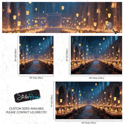 Floating Candles Great Hall Wallpaper Mural. Wizardly Dining Room Ambiance Wall Art. #6984